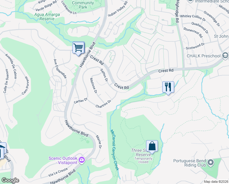 map of restaurants, bars, coffee shops, grocery stores, and more near 6330 Sattes Drive in Rancho Palos Verdes