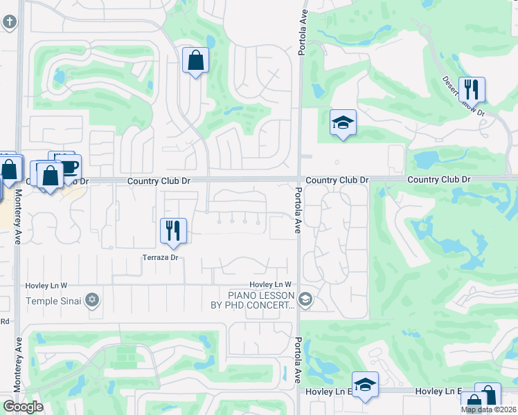 map of restaurants, bars, coffee shops, grocery stores, and more near 401 Piazza San Michelle in Palm Desert