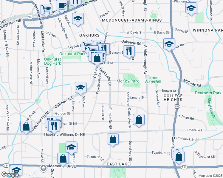 map of restaurants, bars, coffee shops, grocery stores, and more near in Decatur