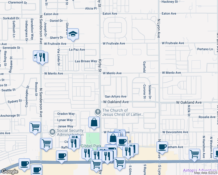 map of restaurants, bars, coffee shops, grocery stores, and more near 2371 San Pedro Avenue in Hemet