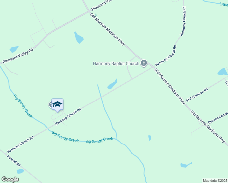 map of restaurants, bars, coffee shops, grocery stores, and more near 1193 Harmony Church Road in Monroe