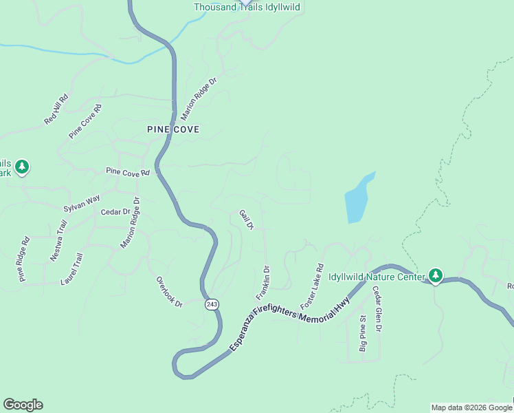 map of restaurants, bars, coffee shops, grocery stores, and more near 25169 Franklin Drive in Idyllwild-Pine Cove