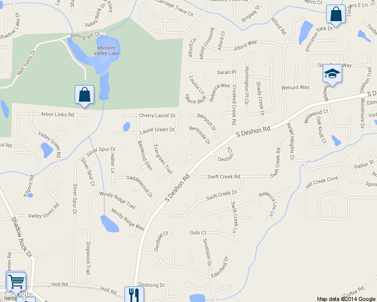 map of restaurants, bars, coffee shops, grocery stores, and more near 6468 Berryvale Drive in Lithonia