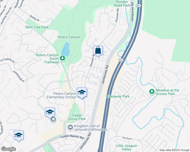 map of restaurants, bars, coffee shops, grocery stores, and more near 2719 Dietrich Drive in Tustin