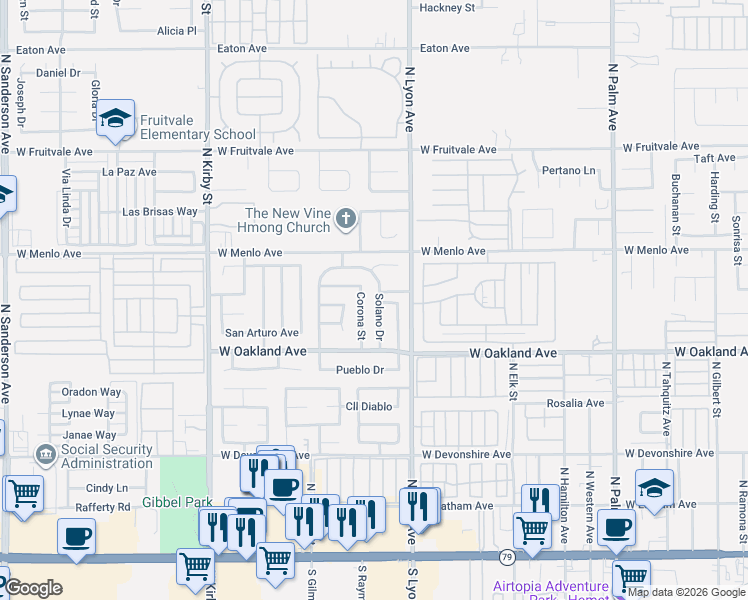 map of restaurants, bars, coffee shops, grocery stores, and more near 616 Corona Street in Hemet