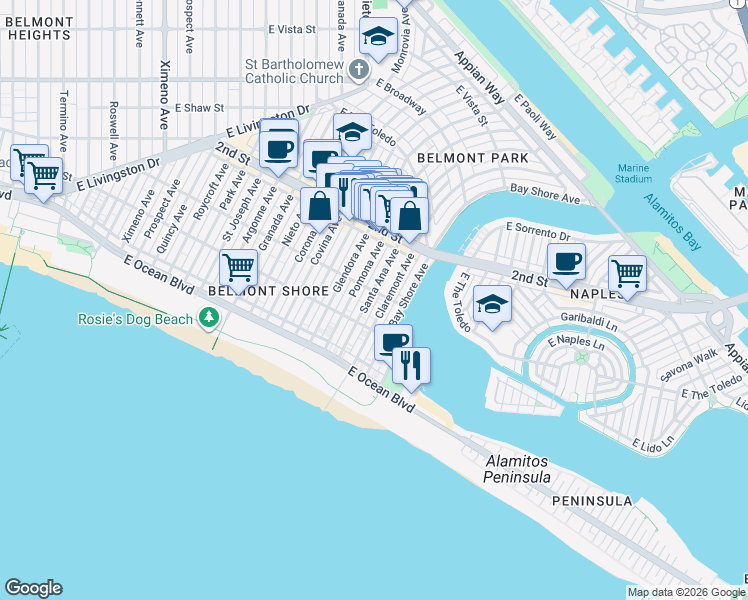 map of restaurants, bars, coffee shops, grocery stores, and more near in 