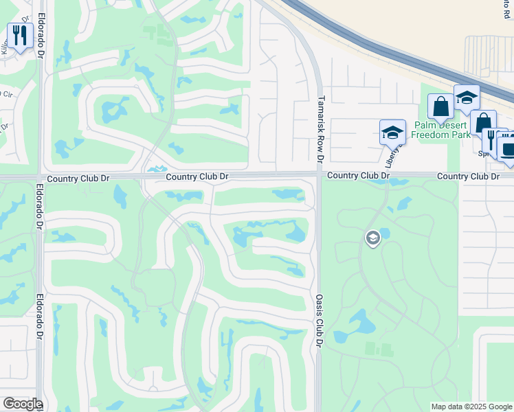map of restaurants, bars, coffee shops, grocery stores, and more near 762 Red Arrow Trail in Palm Desert