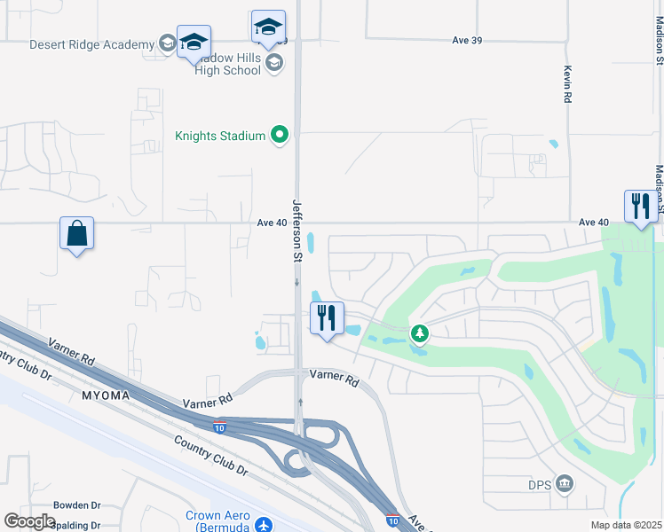 map of restaurants, bars, coffee shops, grocery stores, and more near 80098 Avenida Aliso Canyon in Indio