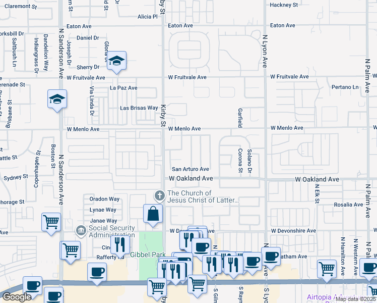 map of restaurants, bars, coffee shops, grocery stores, and more near 615 San Pasquel Street in Hemet