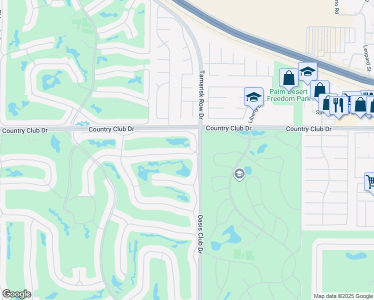 map of restaurants, bars, coffee shops, grocery stores, and more near 895 Red Arrow Trail in Palm Desert