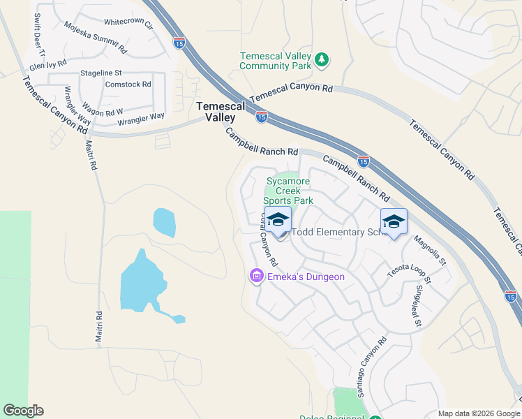map of restaurants, bars, coffee shops, grocery stores, and more near 25019 Coral Canyon Road in Corona