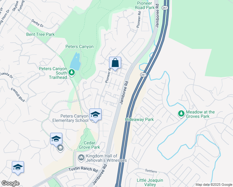 map of restaurants, bars, coffee shops, grocery stores, and more near 2719 Dietrich Drive in Tustin