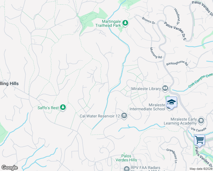 map of restaurants, bars, coffee shops, grocery stores, and more near 4 Bowie Road in Rolling Hills