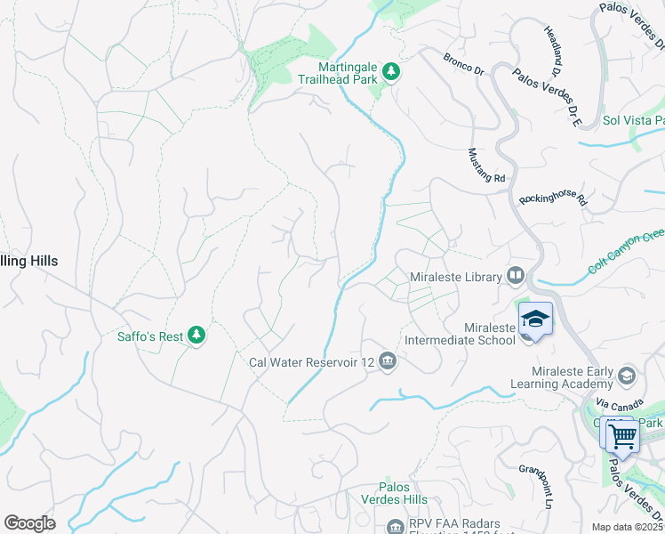 map of restaurants, bars, coffee shops, grocery stores, and more near 2 Bowie Road in Rolling Hills