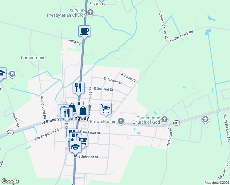 map of restaurants, bars, coffee shops, grocery stores, and more near 404 East Richardson Avenue in Hemingway