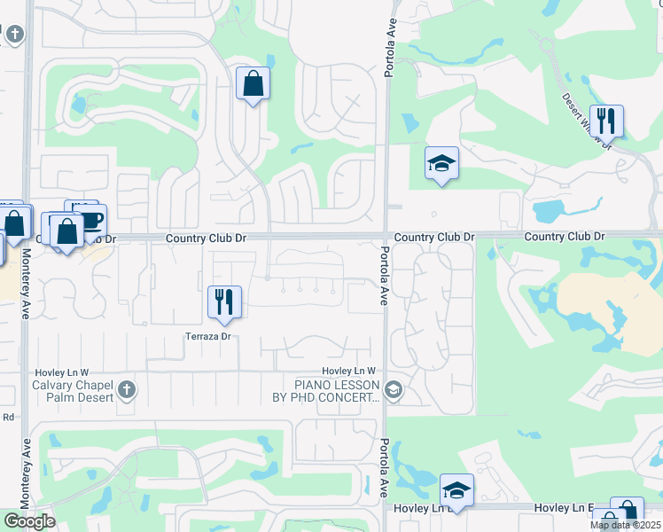 map of restaurants, bars, coffee shops, grocery stores, and more near 2002 Via San Martino in Palm Desert