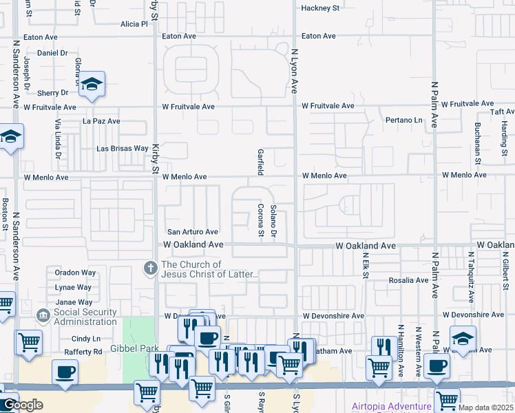 map of restaurants, bars, coffee shops, grocery stores, and more near 651 Corona Street in Hemet