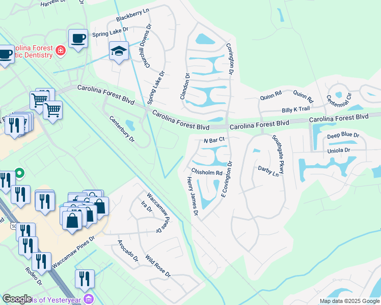 map of restaurants, bars, coffee shops, grocery stores, and more near 341 North Bar Court in Myrtle Beach