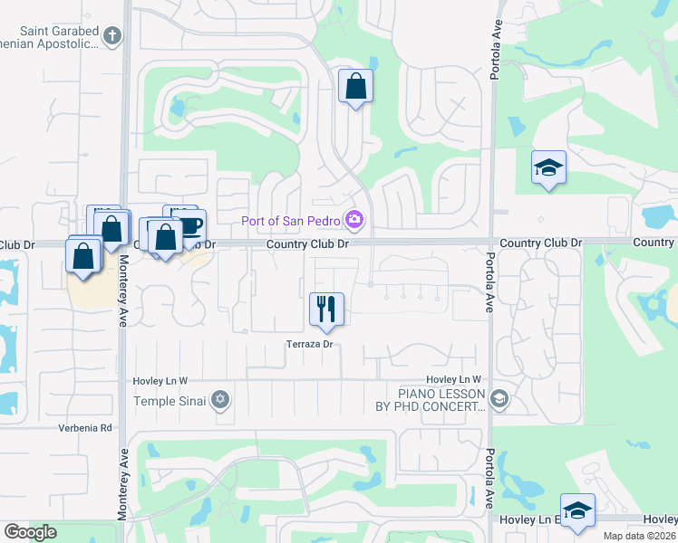 map of restaurants, bars, coffee shops, grocery stores, and more near 2 Palm Desert Drive North in Palm Desert