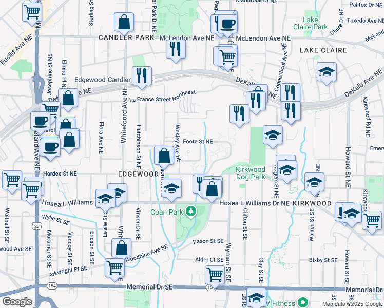 map of restaurants, bars, coffee shops, grocery stores, and more near 115 Scruggs Court Northeast in Atlanta
