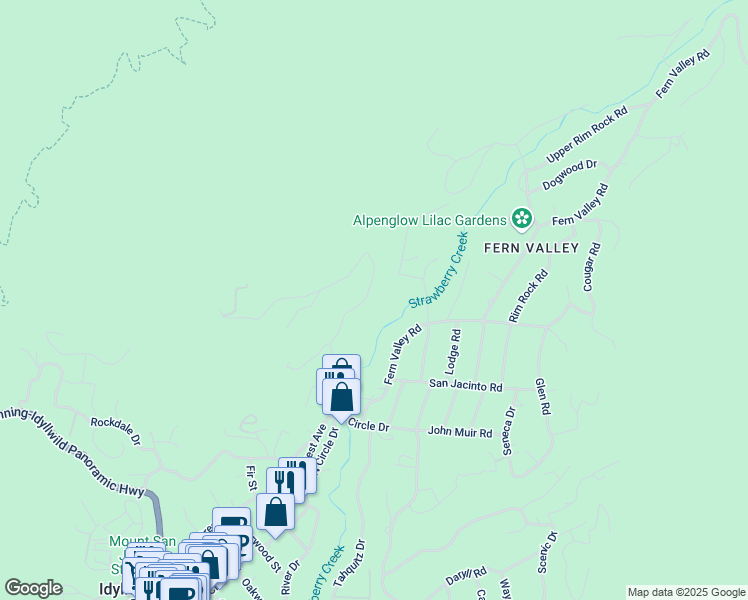 map of restaurants, bars, coffee shops, grocery stores, and more near 55283 Pine Crest Avenue in Idyllwild-Pine Cove