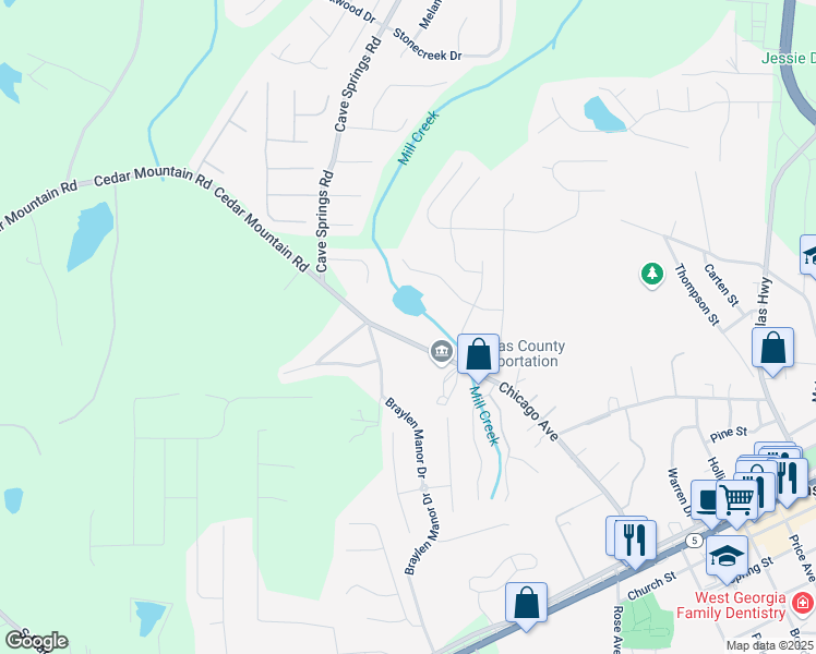 map of restaurants, bars, coffee shops, grocery stores, and more near 8216 Chicago Avenue in Douglasville