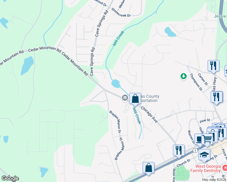 map of restaurants, bars, coffee shops, grocery stores, and more near 8212 Chicago Avenue in Douglasville