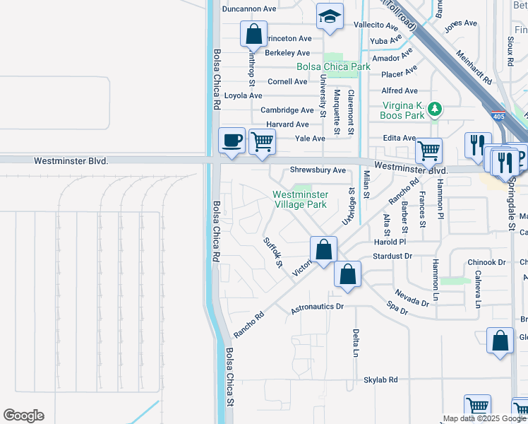 map of restaurants, bars, coffee shops, grocery stores, and more near 5102 Piccadilly Circle in Westminster