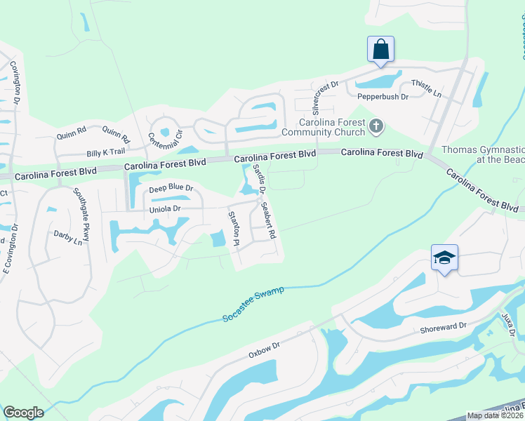 map of restaurants, bars, coffee shops, grocery stores, and more near 230 Seabert Road in Myrtle Beach