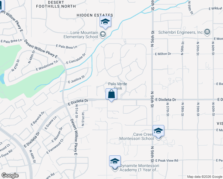 map of restaurants, bars, coffee shops, grocery stores, and more near 5328 East Baker Drive in Cave Creek