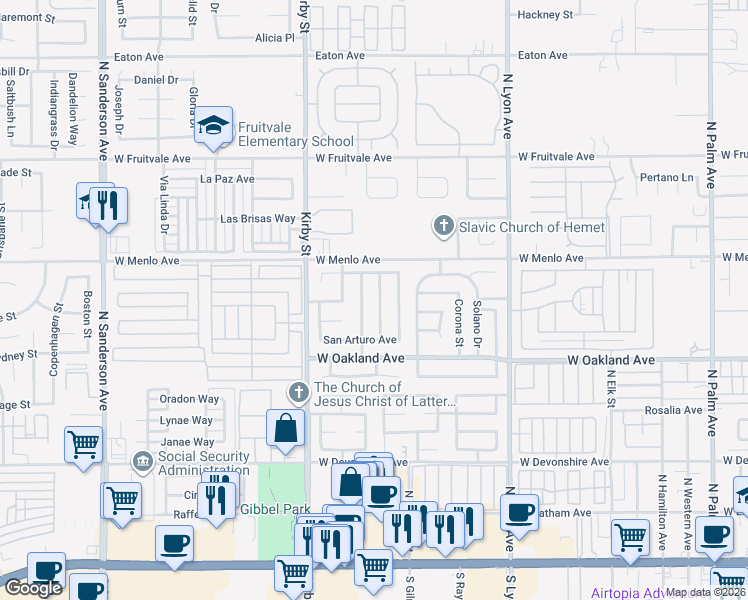 map of restaurants, bars, coffee shops, grocery stores, and more near 633 San Marino Street in Hemet