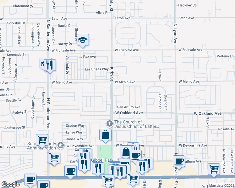 map of restaurants, bars, coffee shops, grocery stores, and more near 2424 San Pedro Avenue in Hemet