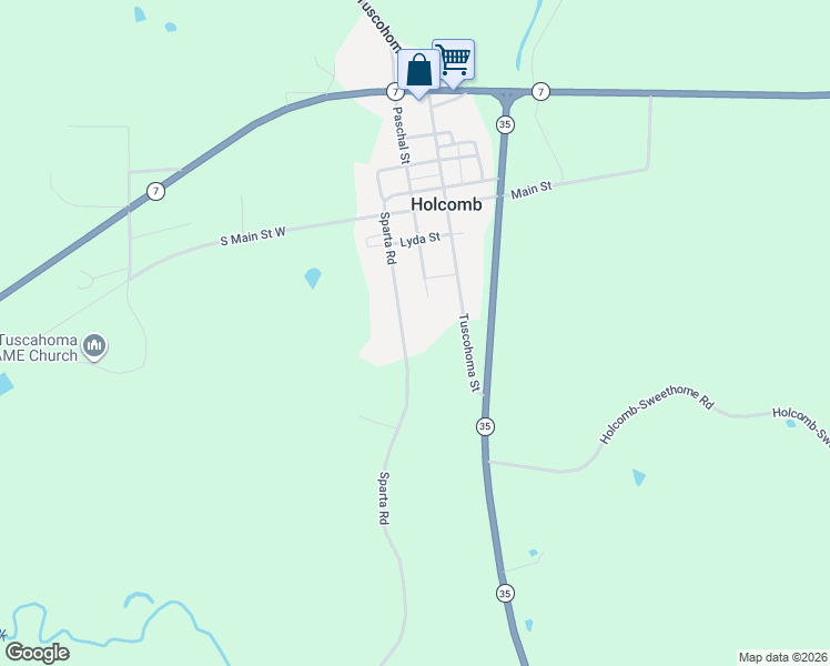 map of restaurants, bars, coffee shops, grocery stores, and more near 510 Paschal Street in Holcomb