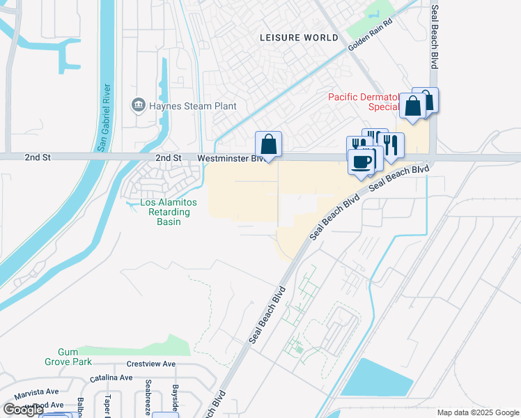 map of restaurants, bars, coffee shops, grocery stores, and more near 1760 Apollo Court in Seal Beach