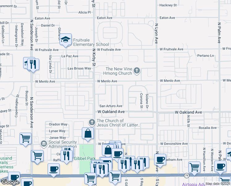 map of restaurants, bars, coffee shops, grocery stores, and more near 633 San Marino Street in Hemet
