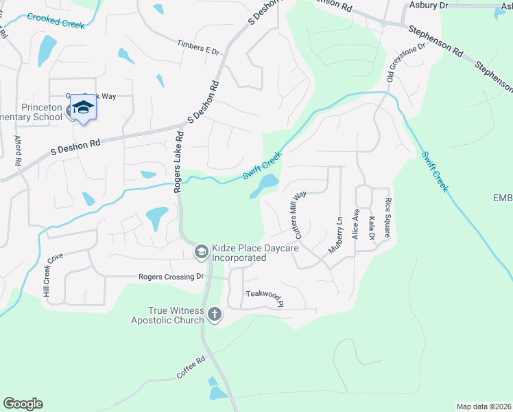 map of restaurants, bars, coffee shops, grocery stores, and more near 1251 Live Oak Terrace in Lithonia
