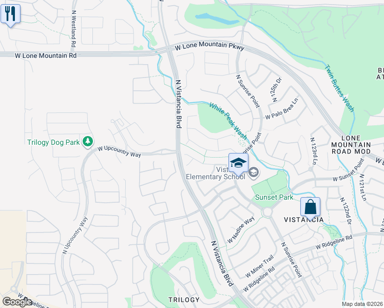 map of restaurants, bars, coffee shops, grocery stores, and more near 12874 West Dove Wing Way in Peoria