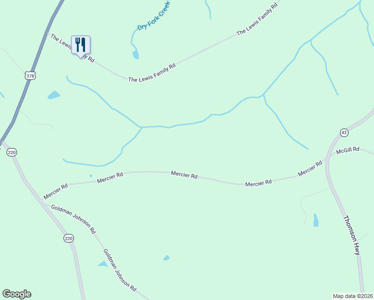map of restaurants, bars, coffee shops, grocery stores, and more near 1380 Mercier Road in Lincolnton