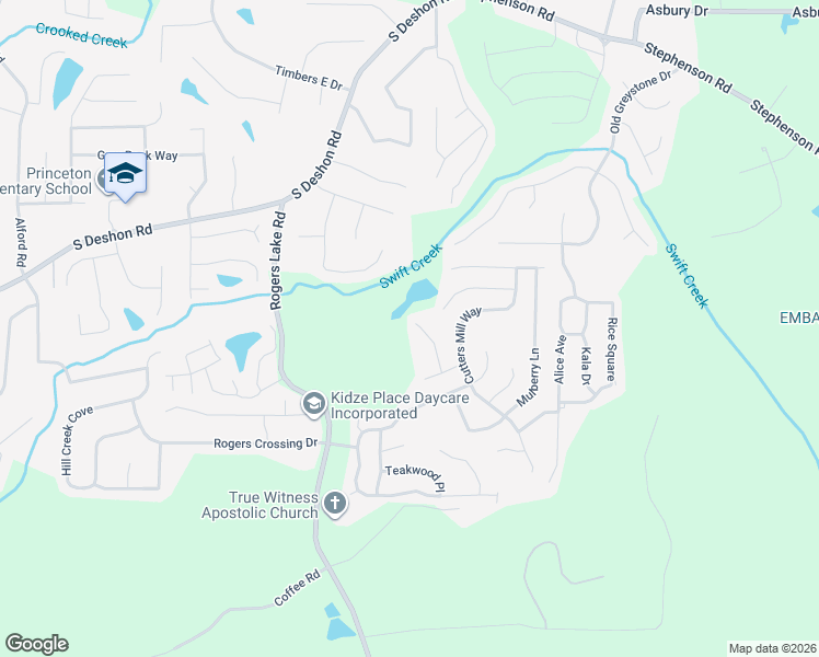 map of restaurants, bars, coffee shops, grocery stores, and more near 1255 Live Oak Terrace in Lithonia