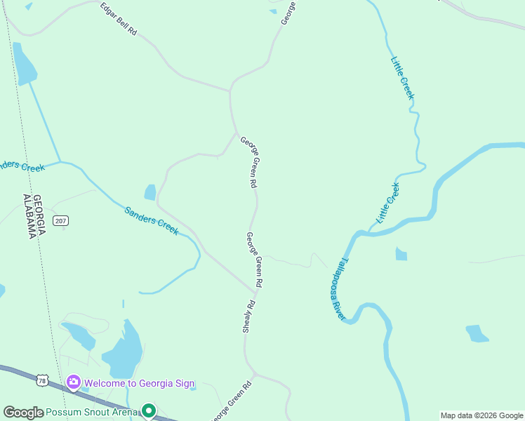 map of restaurants, bars, coffee shops, grocery stores, and more near 650 George Green Road in Tallapoosa