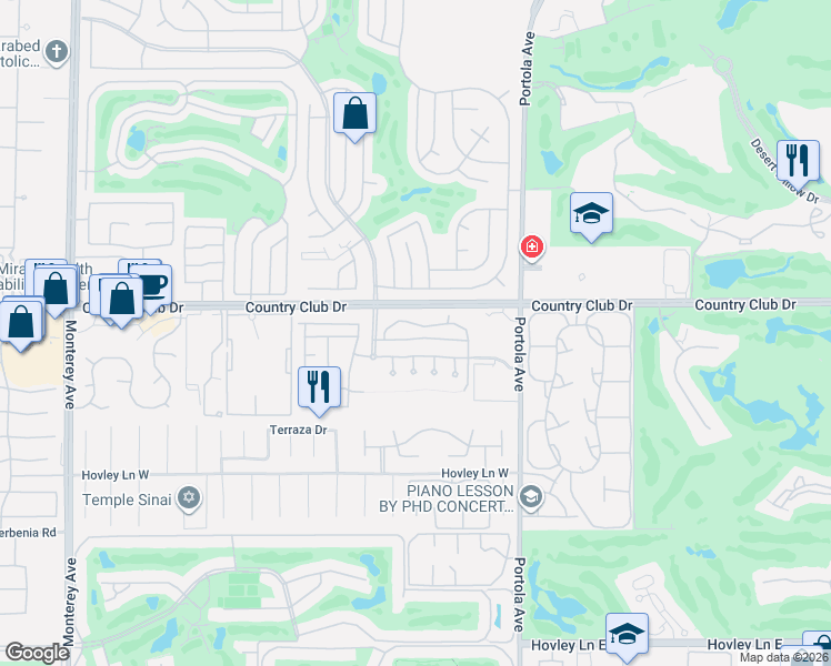 map of restaurants, bars, coffee shops, grocery stores, and more near 2507 Via Calderia in Palm Desert