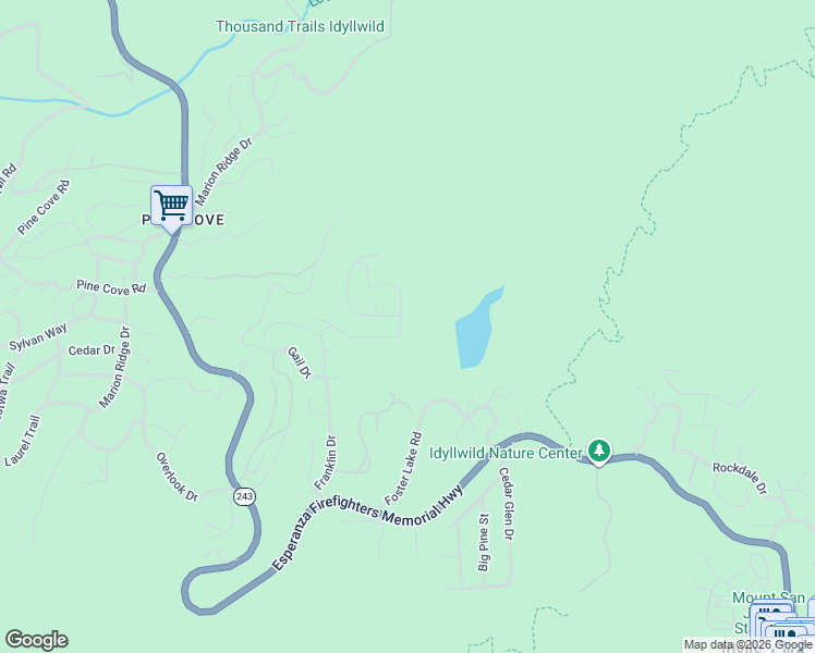 map of restaurants, bars, coffee shops, grocery stores, and more near 25140 Coulter Drive in Idyllwild-Pine Cove