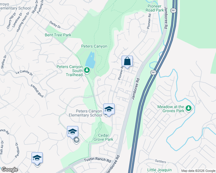 map of restaurants, bars, coffee shops, grocery stores, and more near 2574 Newman Avenue in Tustin