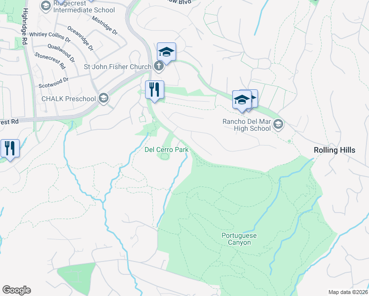 map of restaurants, bars, coffee shops, grocery stores, and more near 8 Burrell Lane in Rancho Palos Verdes
