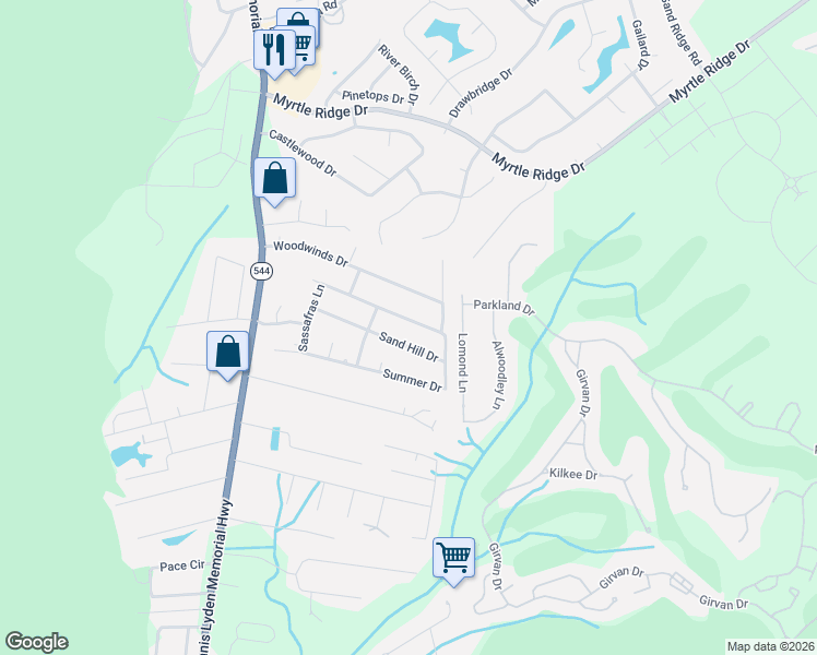 map of restaurants, bars, coffee shops, grocery stores, and more near 561 Summer Drive in Conway
