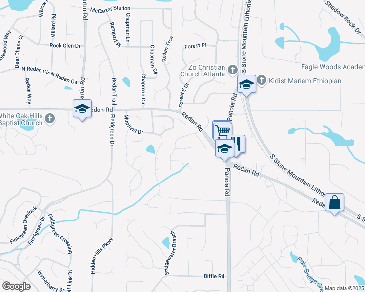 map of restaurants, bars, coffee shops, grocery stores, and more near 5364 Kemper Place in Stone Mountain