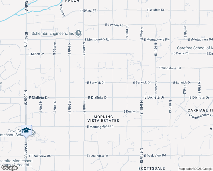map of restaurants, bars, coffee shops, grocery stores, and more near 6129 East Barwick Drive in Cave Creek