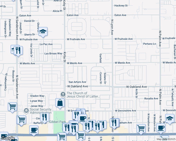 map of restaurants, bars, coffee shops, grocery stores, and more near 648 San Rogelio Street in Hemet