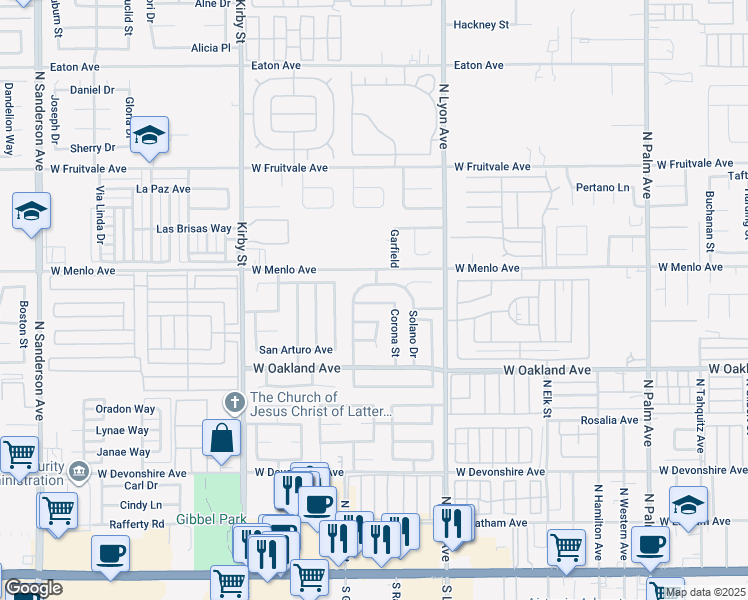 map of restaurants, bars, coffee shops, grocery stores, and more near 1994 Flores Street in Hemet
