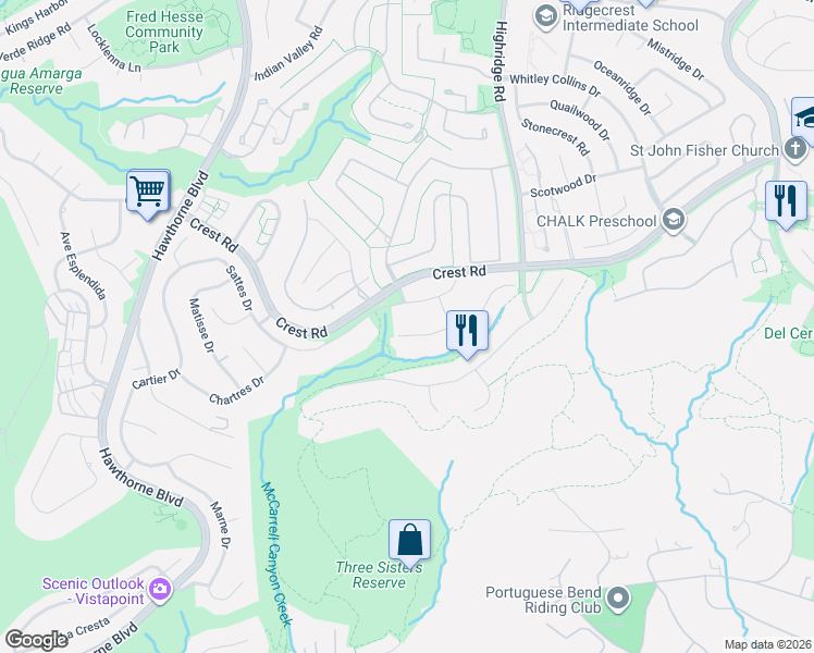 map of restaurants, bars, coffee shops, grocery stores, and more near 68 Sea Breeze Avenue in Rancho Palos Verdes